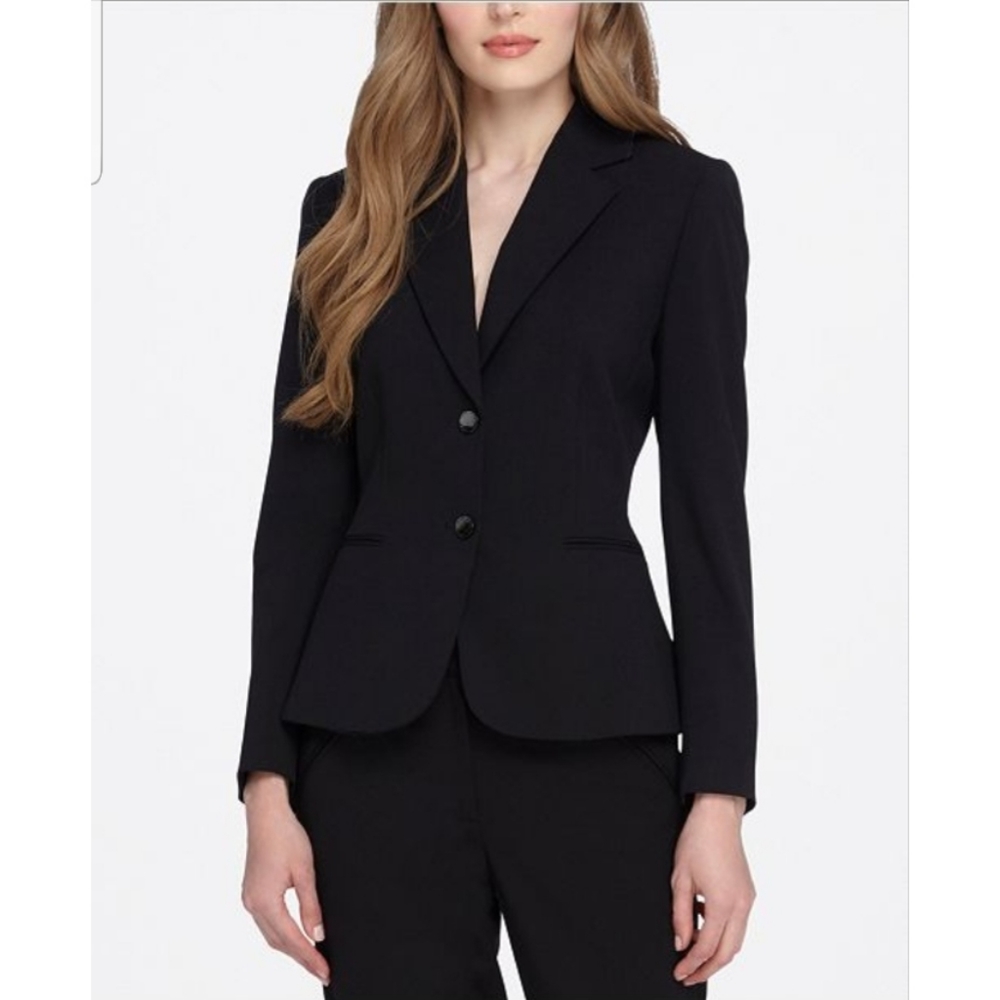 Tahari Mid Button Black Blazer Size 8